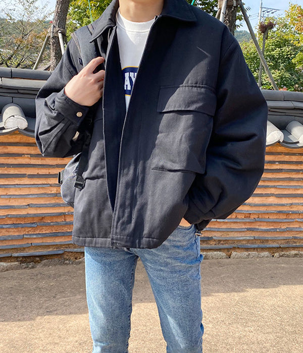 [겨울야상] 포켓백 누빔안감 오버핏 점퍼
